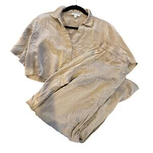 Lunya Washable Silk Pajama Set Beige Women’s Size XS